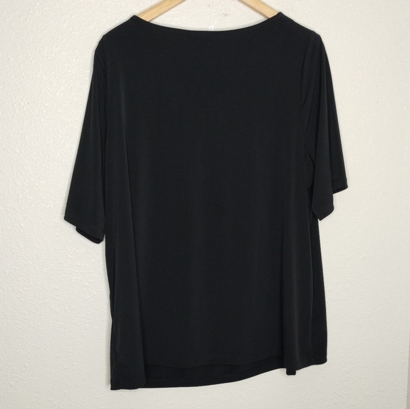 Catherines Black Jewel Embellished Short Sleeve Top Plus Size 0X - Picture 3 of 6